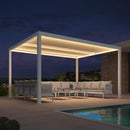 PURPLE LEAF Athena Louvered Pergola White Outdoor Aluminum Pergola with Strip Lights Adjustable Gazebo for Patio Deck Garden
