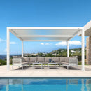 PURPLE LEAF Athena Louvered Pergola Modern White Pergola with Adjustable Roof for Deck Backyard Garden
