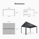 PURPLE LEAF Athena Louvered Pergola Grey Outdoor Aluminum Pergola with Strip Lights Adjustable Gazebo for Patio Deck Garden