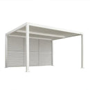 PURPLE LEAF Athena Louvered Pergola white Outdoor Aluminum Pergola with Shutter Wall Adjustable Gazebo Rainproof for Patio Deck Garden