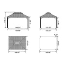 PURPLE LEAF Patio Gazebo for Backyard Grey Hardtop Galvanized Steel Roof Awning with Upgrade Curtain