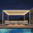 PURPLE LEAF Athena Louvered Pergola White Outdoor Aluminum Pergola with Strip Lights Adjustable Gazebo for Patio Deck Garden