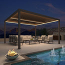 PURPLE LEAF Athena Louvered Pergola Bronze Outdoor Aluminum Pergola with Strip Lights Adjustable Gazebo for Patio Deck Garden