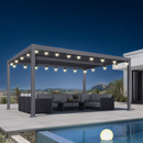 PURPLE LEAF Caesar Louvered Pergola with Yellow String Lights Patio Aluminum Pergola with Independent Adjustable Rainproof Roof Hardtop Pergola for Outdoor Deck Garden Yard