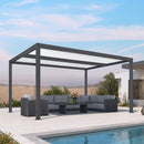 PURPLE LEAF Athena Louvered Pergola Modern Grey Pergola with White Roof for Deck Backyard Garden