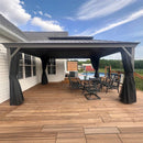 PURPLE LEAF Patio Gazebo for Pool Light Grey Hardtop Galvanized Steel Roof with String Lights-milky
