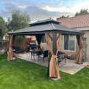 PURPLE LEAF Outdoor Hardtop Gazebo for Garden Bronze Double Roof Aluminum Frame Pavilion