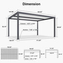 PURPLE LEAF Caesar Outdoor Louvered Pergola Patio Sun Shade Shelter with Adjustable Hardtop Patio Pergola Gray Frame White Roof
