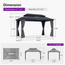 PURPLE LEAF Patio Gazebo for Backyard Grey Hardtop Galvanized Steel Roof Awning with String Lights-clear