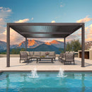 PURPLE LEAF Athena Outdoor Louvered Pergola Adjustable Metal Roof Bronze Hardtop Gazebo Patio Pavilion