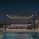 PURPLE LEAF Caesar Solar Louvered Pergola with LED Strip Lights and Control Panel Aluminum Outdoor Pergola with Adjustable Roof for Patio Deck Garden Yard Gray
