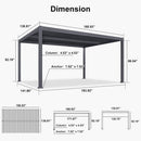 PURPLE LEAF Caesar Outdoor Louvered Pergola Patio Sun Shade Shelter with Adjustable Hardtop Patio Pergola Grey
