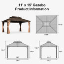 PURPLE LEAF Outdoor Hardtop Gazebo for Garden Bronze Double Roof Aluminum Frame Pavilion