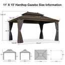 PURPLE LEAF Outdoor Hardtop Gazebo for Patio Bronze Aluminum Frame Pavilion with Navy-Blue Curtain and Reinforced Support Rods