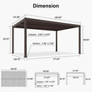 PURPLE LEAF Caesar Louvered Pergola Outdoor Adjustable Louvre Shade Modern Patio Aluminum Pergola with  Milky Lights