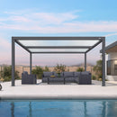 PURPLE LEAF Athena Louvered Pergola Modern Grey Pergola White Roof with Sanori Patio Couch Set Modular Sofas for Deck Backyard Garden