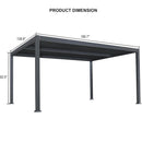 PURPLE LEAF Caesar Solar Louvered Pergola with LED Strip Lights and Control Panel Aluminum Outdoor Pergola with Adjustable Roof for Patio Deck Garden Yard Gray
