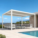 PURPLE LEAF Athena Louvered Pergola Modern White Pergola with Adjustable Roof for Deck Backyard Garden
