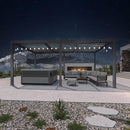 PURPLE LEAF Caesar Louvered Pergola with Milky String Lights Patio Aluminum Pergola with Independent Adjustable Rainproof Roof Hardtop Pergola for Outdoor Deck Garden Yard
