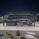 PURPLE LEAF Caesar Louvered Pergola with Milky String Lights Patio Aluminum Pergola with Independent Adjustable Rainproof Roof With Milky Lights