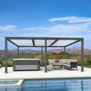 PURPLE LEAF Caesar Outdoor Louvered Pergola Patio Sun Shade Shelter with Adjustable Hardtop Patio Pergola Gray Frame White Roof
