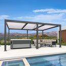 PURPLE LEAF Caesar Outdoor Louvered Pergola Patio Sun Shade Shelter with Adjustable Hardtop Patio Pergola Gray Frame White Roof
