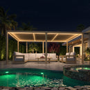 PURPLE LEAF Caesar Solar Louvered Pergola with LED Strip Lights and Control Panel Aluminum Outdoor Pergola with Adjustable Roof for Patio Deck Garden Yard Champagne