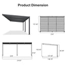 PURPLE LEAF Caesar Wall Mounted Louvered Pergola, All-Aluminum Patio Cover with Adjustable Roof, Hidden Gutter Drainage, Lean-to Pergola for Deck, Backyard, Porch, Dark Gray