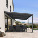 PURPLE LEAF Caesar Wall Mounted Louvered Pergola, All-Aluminum Patio Cover with Adjustable Roof, Hidden Gutter Drainage, Lean-to Pergola for Deck, Backyard, Porch, Dark Gray
