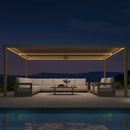 PURPLE LEAF Caesar Solar Louvered Pergola with LED Strip Lights and Control Panel Aluminum Outdoor Pergola with Adjustable Roof for Patio Deck Garden Yard Champagne