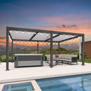 PURPLE LEAF Caesar Louvered Pergola with Milky String Lights Patio Aluminum Pergola with Independent Adjustable Rainproof Roof With Milky Lights