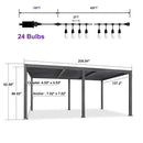 PURPLE LEAF Caesar Louvered Pergola with Milky String Lights Patio Aluminum Pergola with Independent Adjustable Rainproof Roof Hardtop Pergola for Outdoor Deck Garden Yard