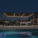 PURPLE LEAF Caesar Solar Louvered Pergola with LED Strip Lights and Control Panel Aluminum Outdoor Pergola with Adjustable Roof for Patio Deck Garden Yard Bronze