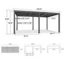 PURPLE LEAF Caesar Outdoor Louvered Pergola Patio Sun Shade Shelter with Adjustable Hardtop Patio Pergola Gray Frame White Roof