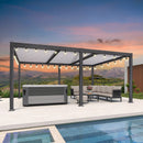PURPLE LEAF Caesar Louvered Pergola with String Lights Patio Aluminum Pergola with Independent Adjustable Rainproof Roof With Yellow Lights