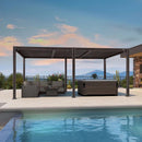 PURPLE LEAF Caesar Louvered Pergola Outdoor Adjustable Louvre Shade Modern Patio Aluminum Pergola with  Milky Lights