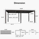 PURPLE LEAF Caesar Louvered Pergola Outdoor Adjustable Louvre Shade Modern Patio Aluminum Pergola with  Yellow Lights