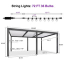 PURPLE LEAF Caesar Louvered Pergola with Milky String Lights Patio Aluminum Pergola with Independent Adjustable Rainproof Roof With Milky Lights