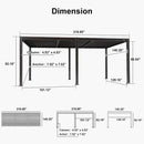 PURPLE LEAF Caesar Solar Louvered Pergola with LED Strip Lights and Control Panel Aluminum Outdoor Pergola with Adjustable Roof for Patio Deck Garden Yard Bronze