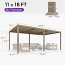 PURPLE LEAF Caesar Solar Louvered Pergola with LED Strip Lights and Control Panel Aluminum Outdoor Pergola with Adjustable Roof for Patio Deck Garden Yard Champagne