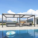 PURPLE LEAF Caesar Outdoor Louvered Pergola Patio Sun Shade Shelter with Adjustable Hardtop Patio Pergola Gray Frame White Roof