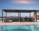 PURPLE LEAF Caesar Louvered Pergola Outdoor Adjustable Louvre Shade Modern Patio Aluminum Pergola with  Yellow Lights