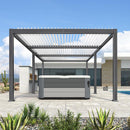 PURPLE LEAF Caesar Outdoor Louvered Pergola Patio Sun Shade Shelter with Adjustable Hardtop Patio Pergola Gray Frame White Roof
