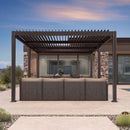 PURPLE LEAF Caesar Louvered Pergola Outdoor Adjustable Louvre Shade Modern Patio Aluminum Pergola with  Milky Lights