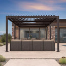 PURPLE LEAF Caesar Solar Louvered Pergola with LED Strip Lights and Control Panel Aluminum Outdoor Pergola with Adjustable Roof for Patio Deck Garden Yard Bronze