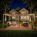 PURPLE LEAF Caesar Solar Louvered Pergola with LED Strip Lights and Control Panel Aluminum Outdoor Pergola with Adjustable Roof for Patio Deck Garden Yard Champagne