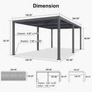 PURPLE LEAF Caesar Louvered Pergola Outdoor Adjustable Louvre Shade Modern Patio Aluminum Pergola with  Milky Lights