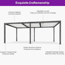 PURPLE LEAF Caesar Outdoor Louvered Pergola Patio Sun Shade Shelter with Adjustable Hardtop Patio Pergola Gray Frame White Roof