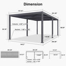PURPLE LEAF Caesar Louvered Pergola with Yellow String Lights Patio Aluminum Pergola with Independent Adjustable Rainproof Roof Hardtop Pergola for Outdoor Deck Garden Yard