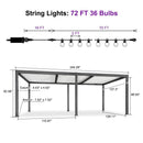 PURPLE LEAF Caesar Louvered Pergola with Milky String Lights Patio Aluminum Pergola with Independent Adjustable Rainproof Roof With Milky Lights